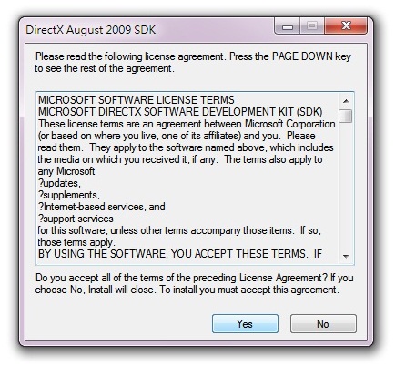 安裝DirectX August 2009 SDK