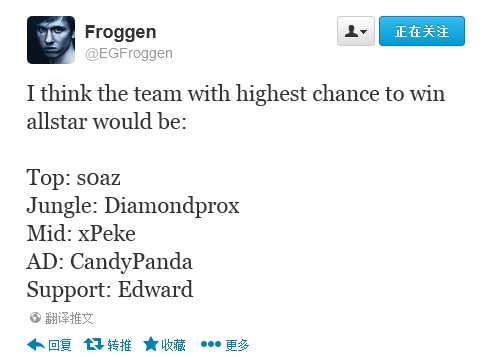Froggen：xPeke應為全明星首發中單隊員